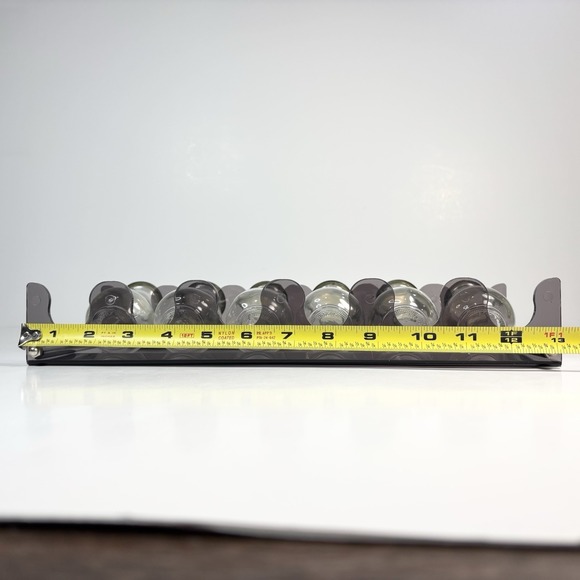 Vtg Two Tier Wall Contemporary Acrylic Gray Spice Rack 6 Spice Bottles - Picture 7 of 11